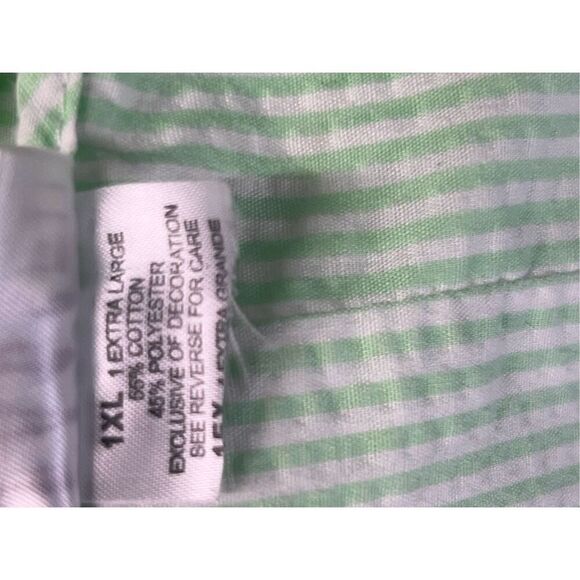 Vintage simply basic green white stripes strawberry collar housecoat MuMu 1x - Picture 6 of 6